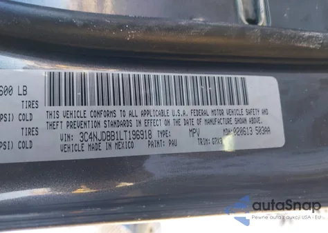 2020 Jeep Compass Latitude 4X4 z USA, uszkodzony, nr VIN 3C4NJDBB1LT196918